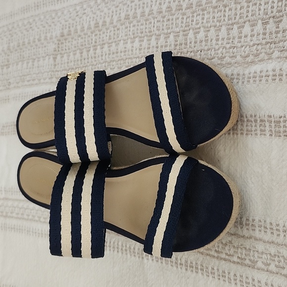 Lands End Slip On Espadrille Sandals Coastal Nautical Womens 7 - Picture 3 of 10